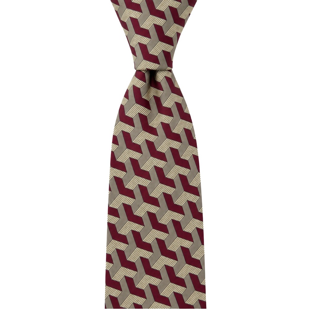 ROBERT TALBOTT Nordstrom Silk Tie Geometric Burgundy Hand Printed Italy Made USA